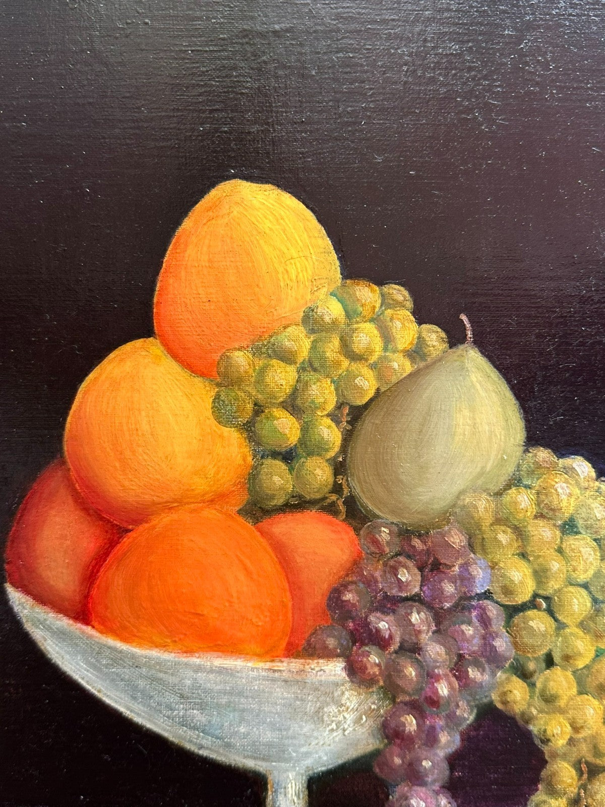 Monogrammist altes Ölgemälde auf Leinwand Obst Stillleben