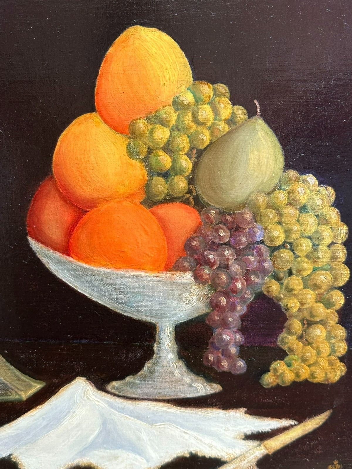 MONOGRAMMIST ALTES ÖLGEMÄLDE AUF LEINWAND OBST STILLLEBEN