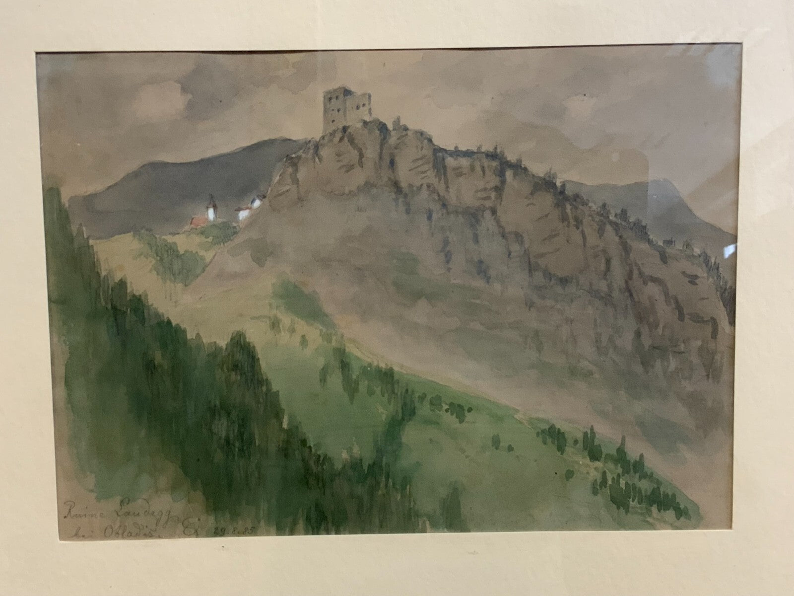 Aquarell Ruine Landegg von Otto Seitz (1846-1912)