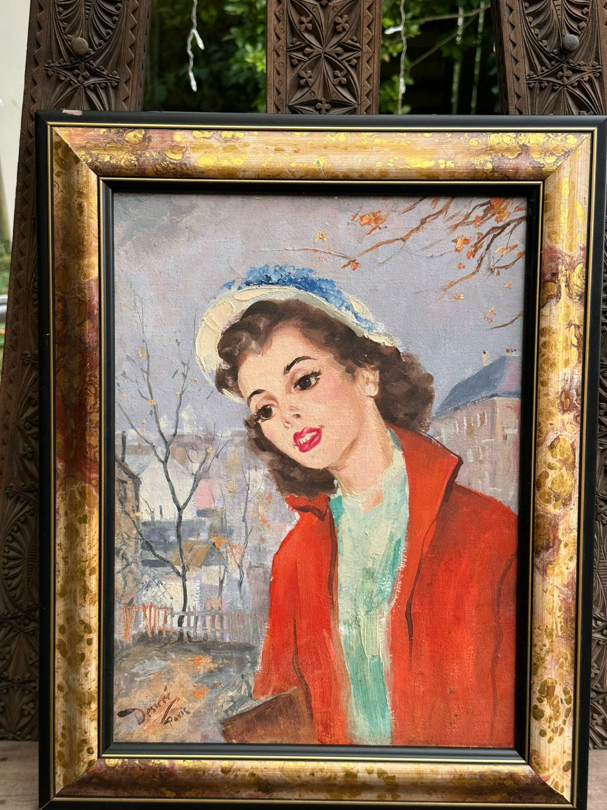 Ölgemälde Frankreich Paris Portrait einer Jungen Frau gerahmt