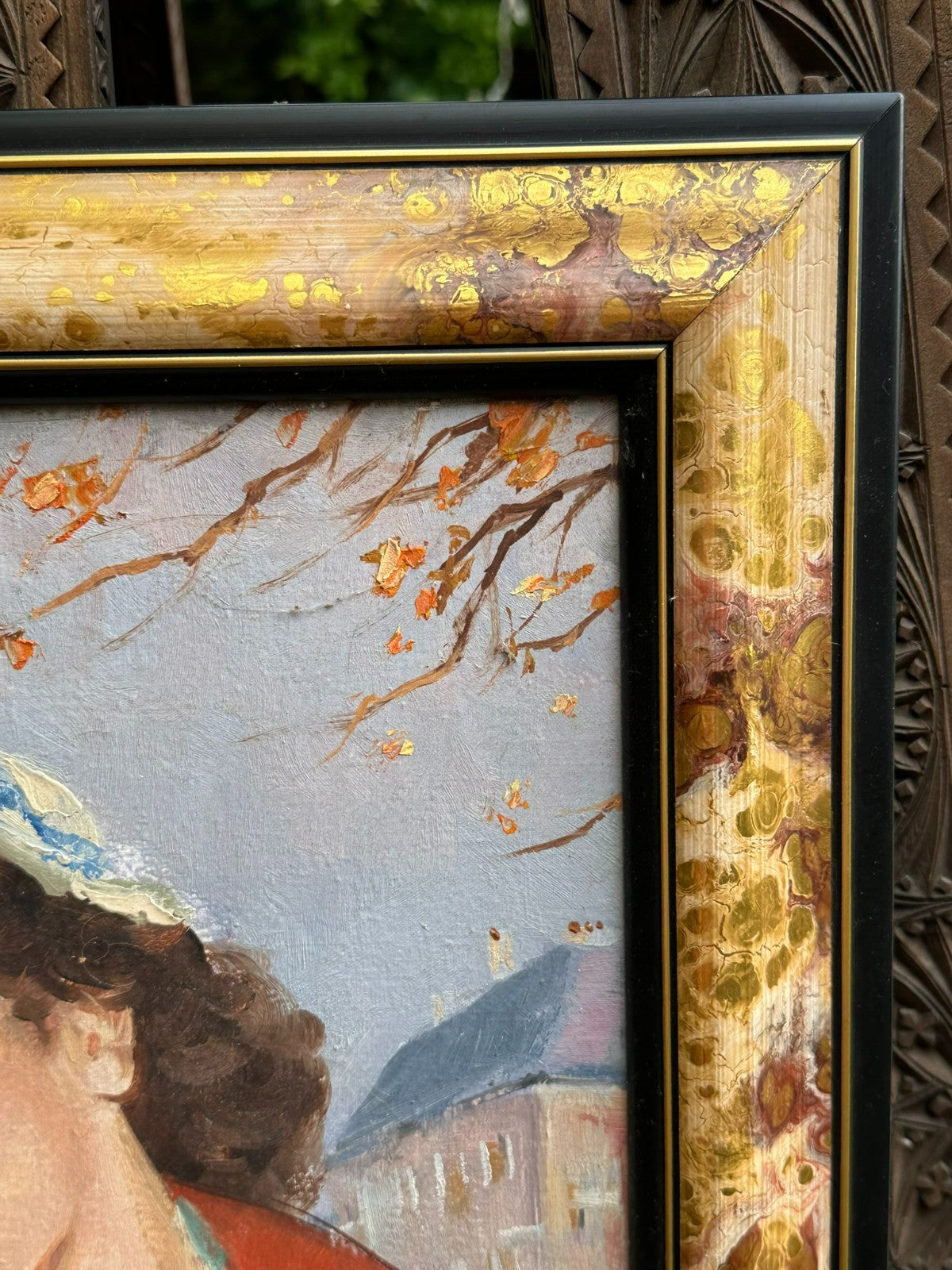 Ölgemälde Frankreich Paris Portrait einer Jungen Frau gerahmt