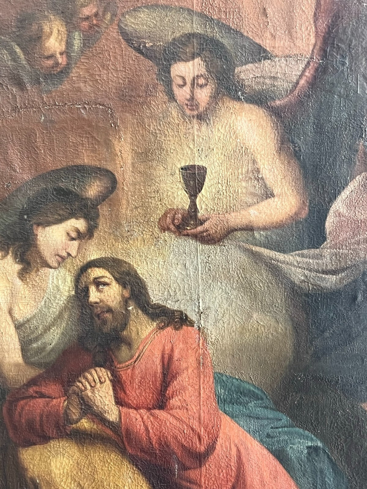 Barock Gemälde 18 tes Jh Altartafel Jesus mit Engeln 160x224cm