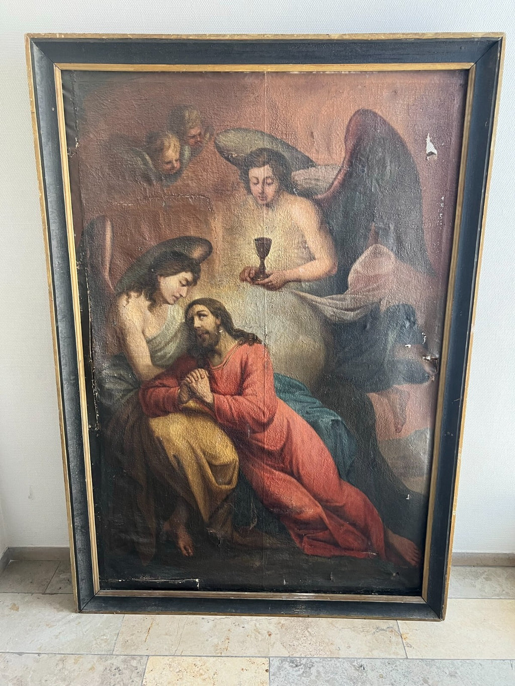 Barock Gemälde 18 tes Jh Altartafel Jesus mit Engeln 160x224cm