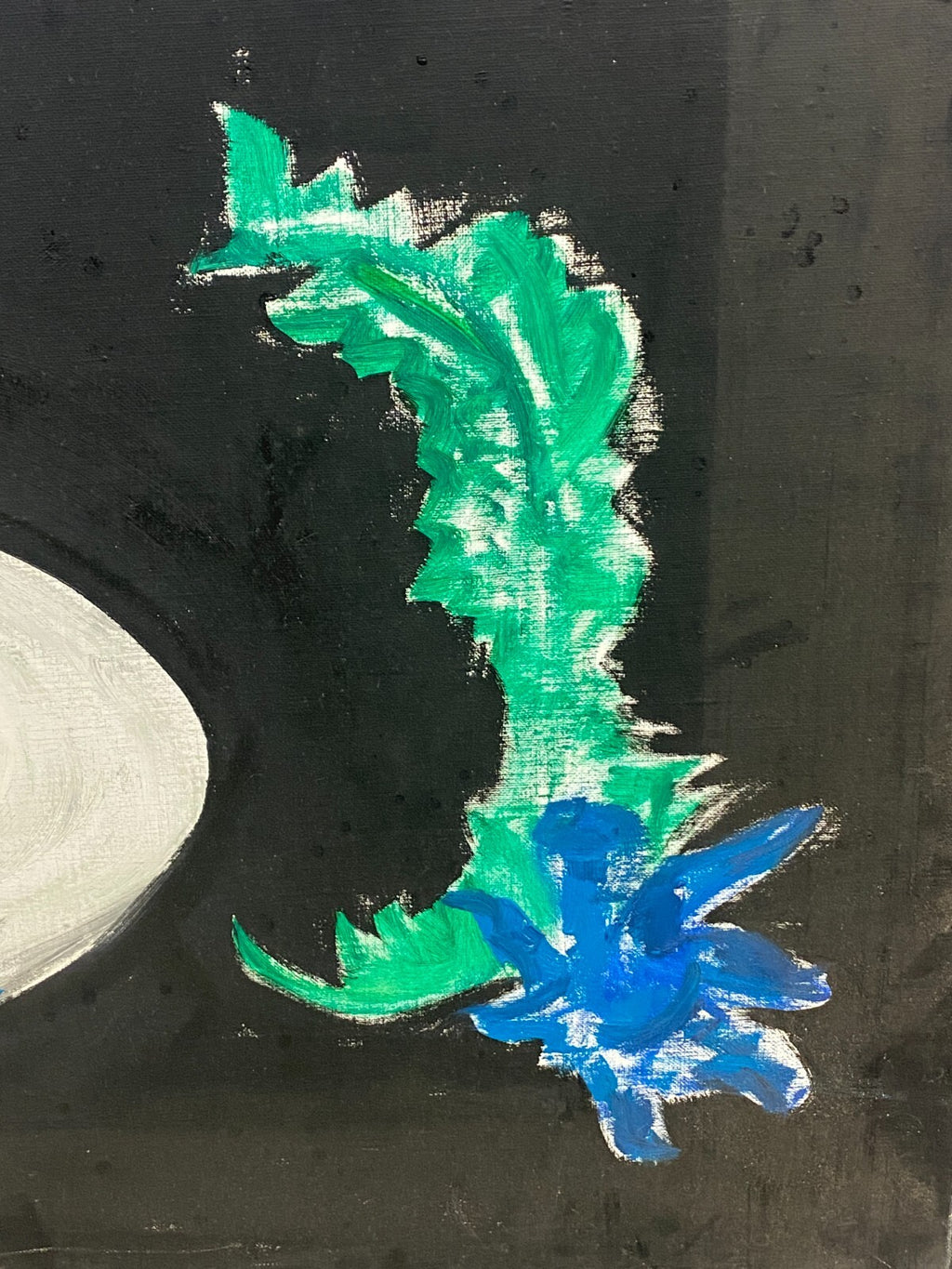 Xxxl Gemälde Acrylgemälde auf Leinwand 130x150cm Blumen auf Säule