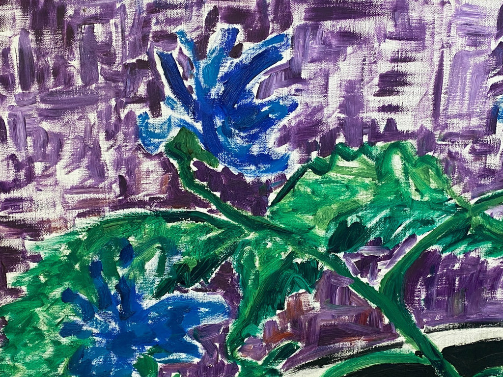 Xxxl Gemälde Acrylgemälde auf Leinwand 130x150cm Blumen auf Säule