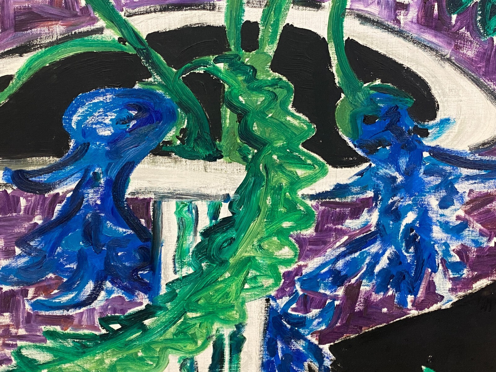 Xxxl Gemälde Acrylgemälde auf Leinwand 130x150cm Blumen auf Säule