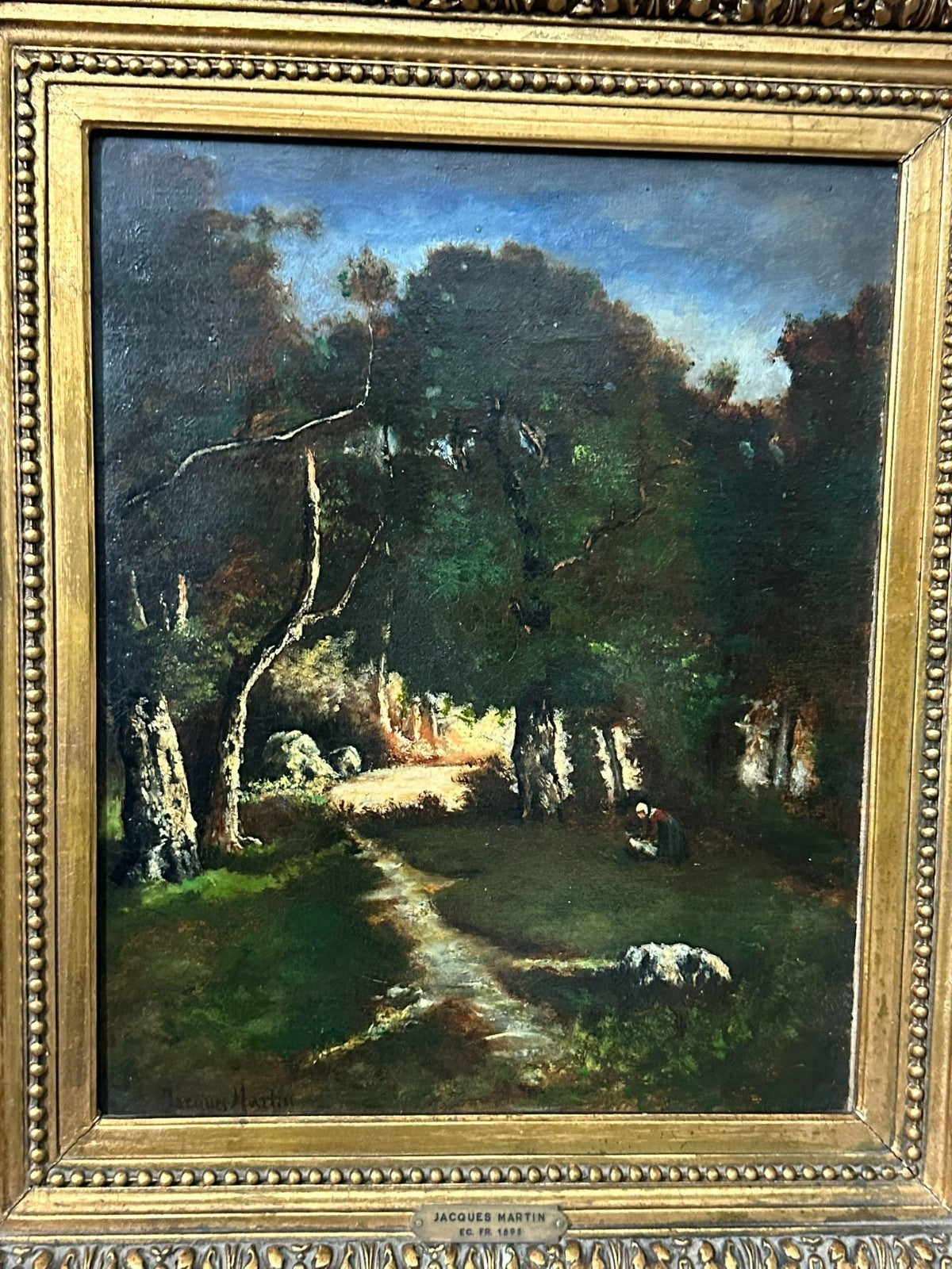 Antikes Ölgemälde um 1893 die Lichtung Jacques Martin (1844-1919)