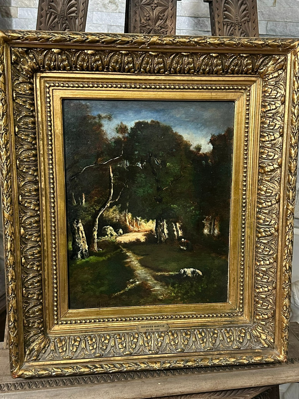 Antikes Ölgemälde um 1893 die Lichtung Jacques Martin (1844-1919)