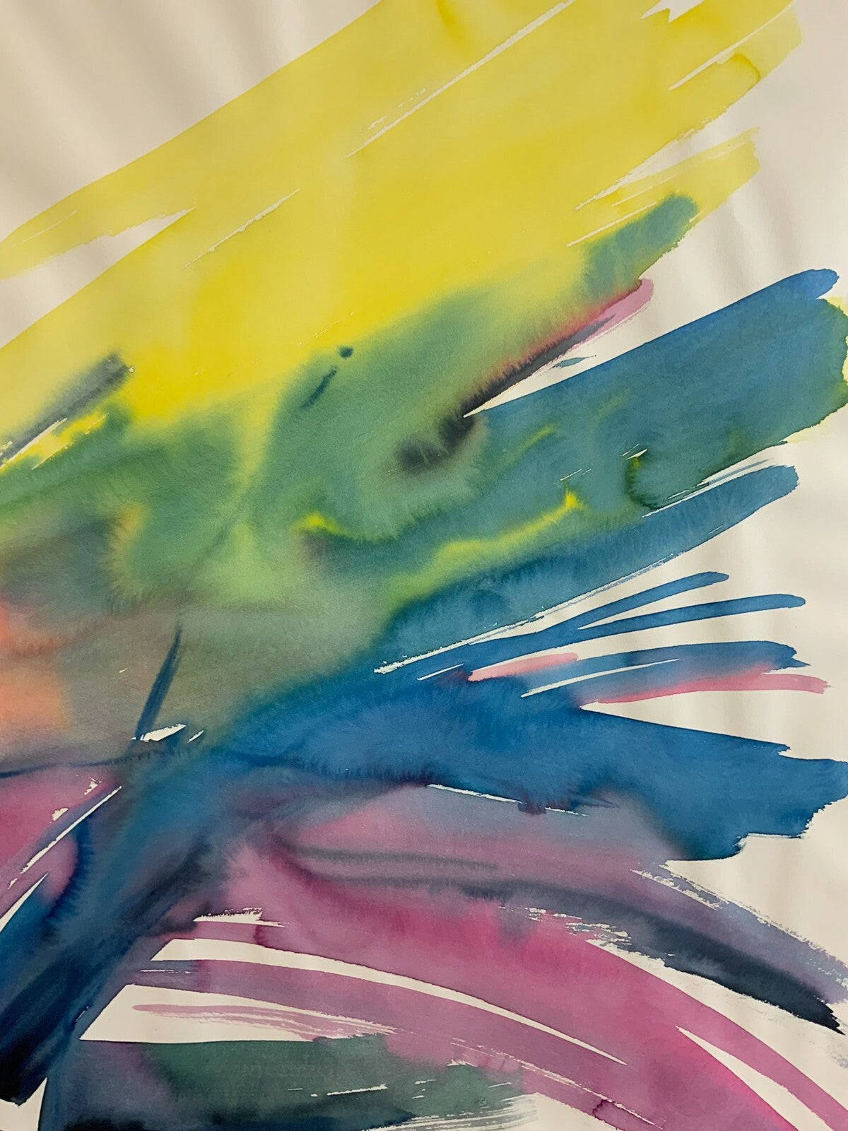 Aquarell Abstrakte Komposition Gemälde Grossformat 71x101cm von Anatoli Kmara