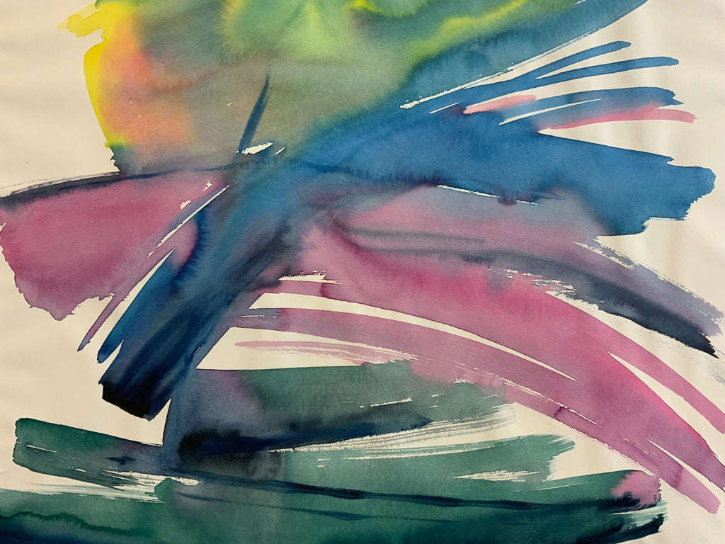 Aquarell Abstrakte Komposition Gemälde Grossformat 71x101cm von Anatoli Kmara