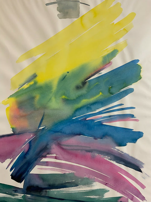 Aquarell Abstrakte Komposition Gemälde Grossformat 71x101cm von Anatoli Kmara