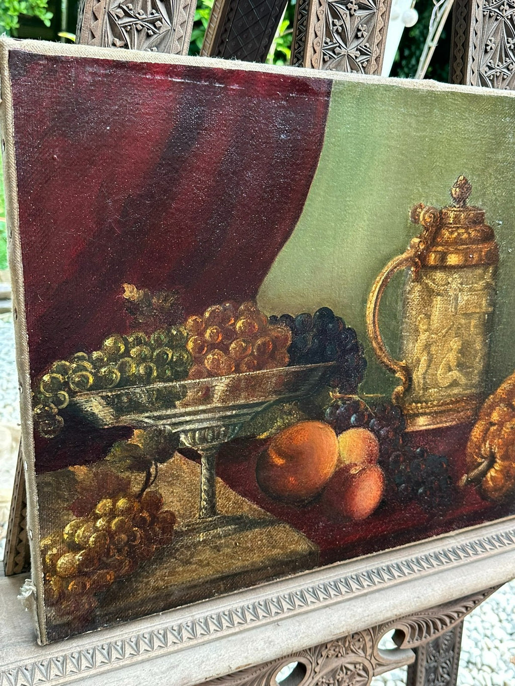 Lahner antikes Ölgemälde auf Leinwand Obst Stillleben