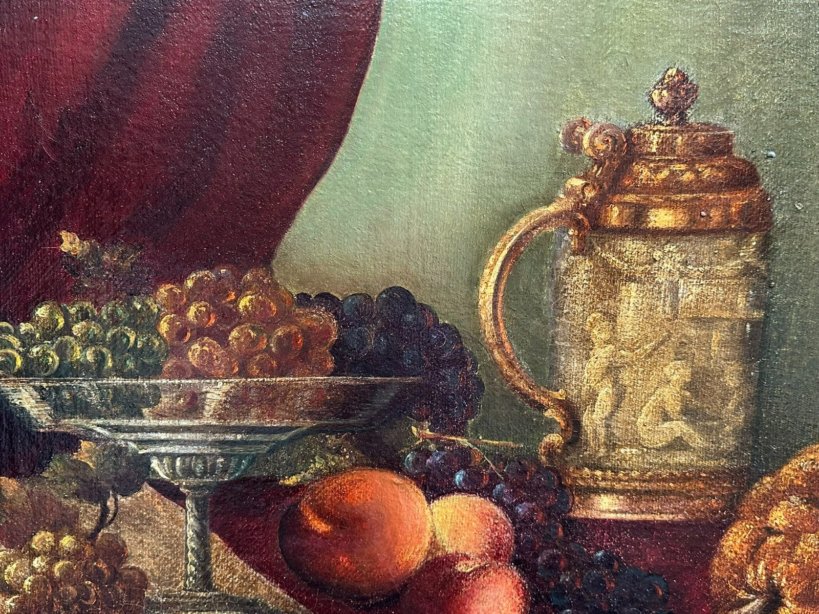 LAHNER ANTIKES ÖLGEMÄLDE AUF LEINWAND OBST STILLLEBEN