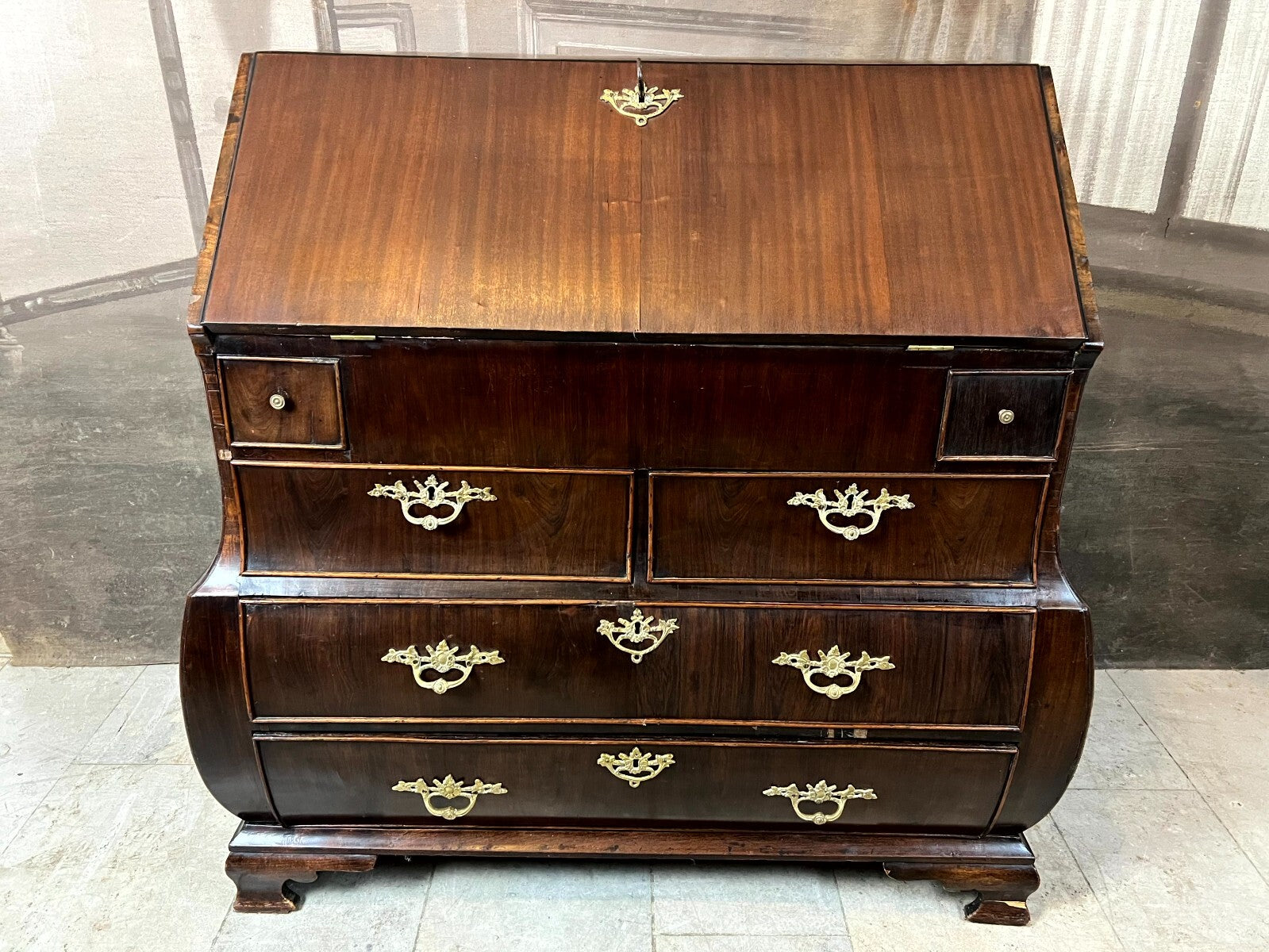 BAROCKSEKRETÄR SEKRETÄR LOUIS XV ANTIK UM 1760 MAHAGONI FURNIER
