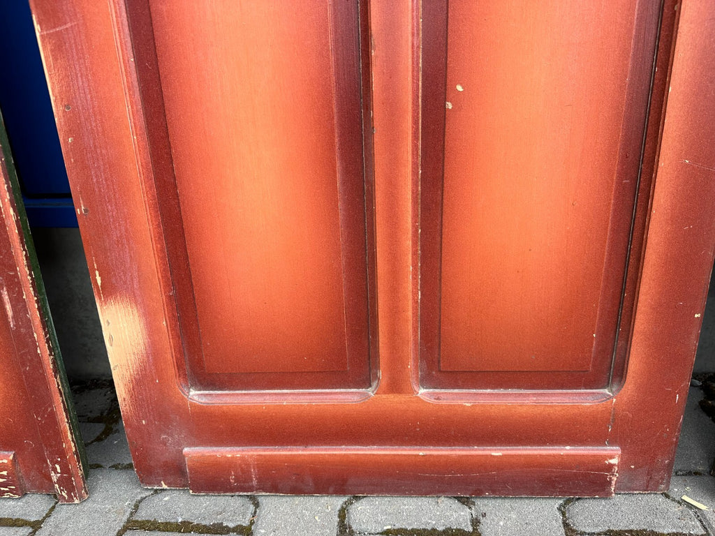 3x antike Tür Innentür mit Glasscheibe Ätzdekor um 1900 Jugendstil Vögel Amphore