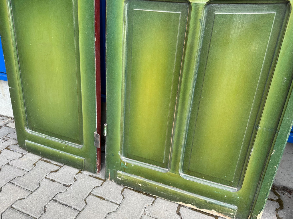 3x antike Tür Innentür mit Glasscheibe Ätzdekor um 1900 Jugendstil Vögel Amphore