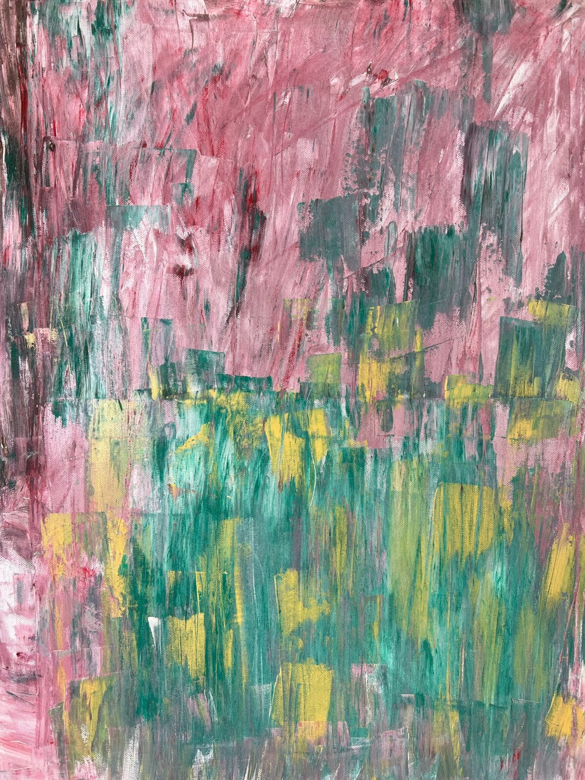 Modernes Ölgemälde auf Leinwand signiert Abstrakte Blumen Wiese 50x70cm