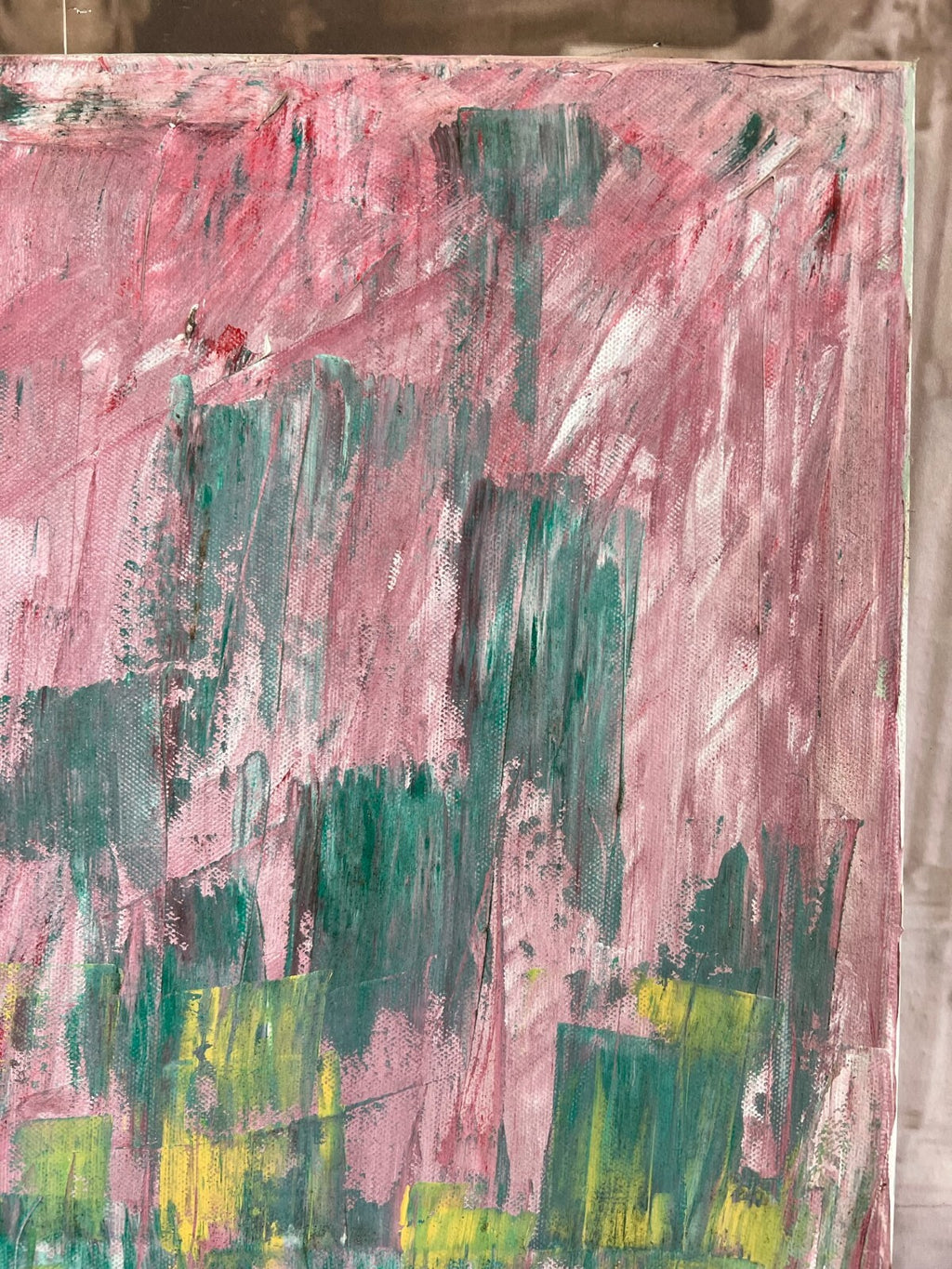 Modernes Ölgemälde auf Leinwand signiert Abstrakte Blumen Wiese 50x70cm