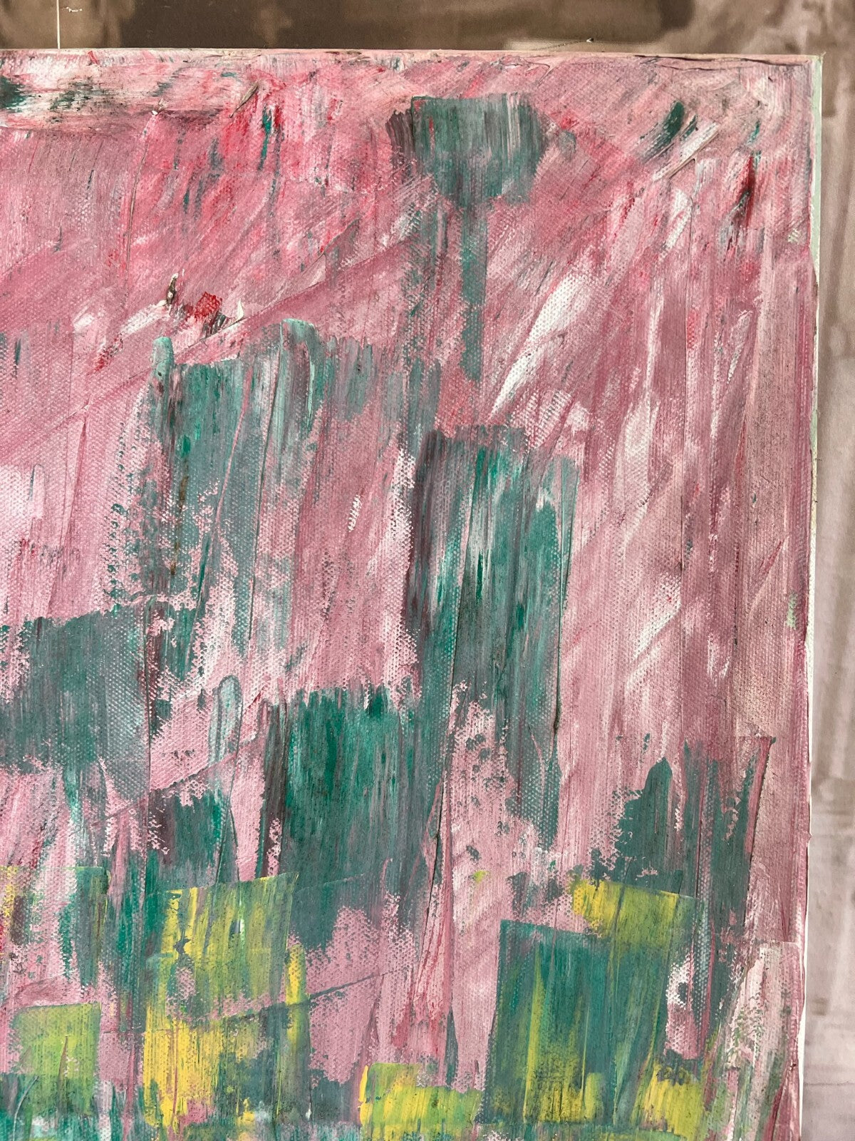 Modernes Ölgemälde auf Leinwand signiert Abstrakte Blumen Wiese 50x70cm
