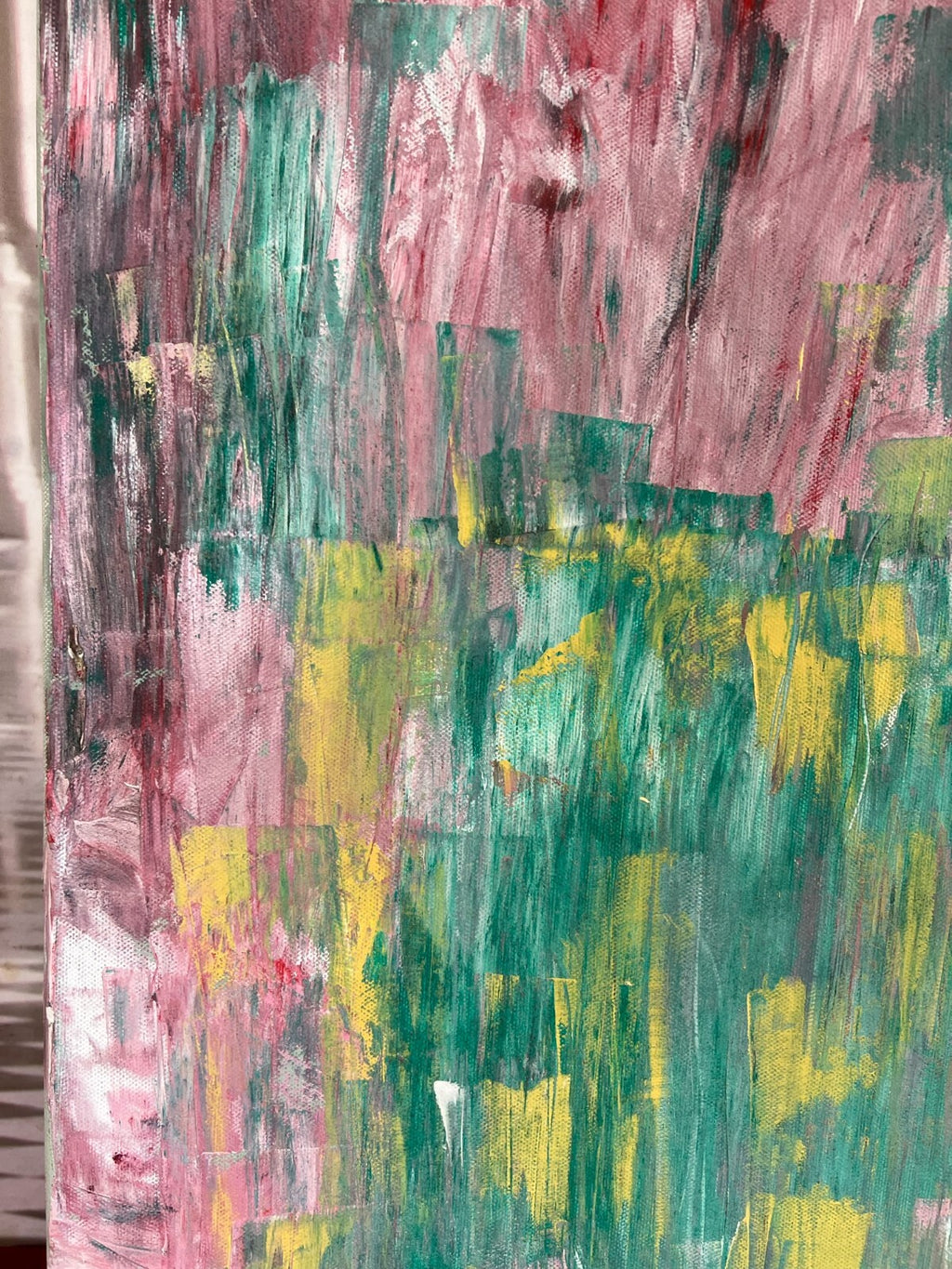 Modernes Ölgemälde auf Leinwand signiert Abstrakte Blumen Wiese 50x70cm