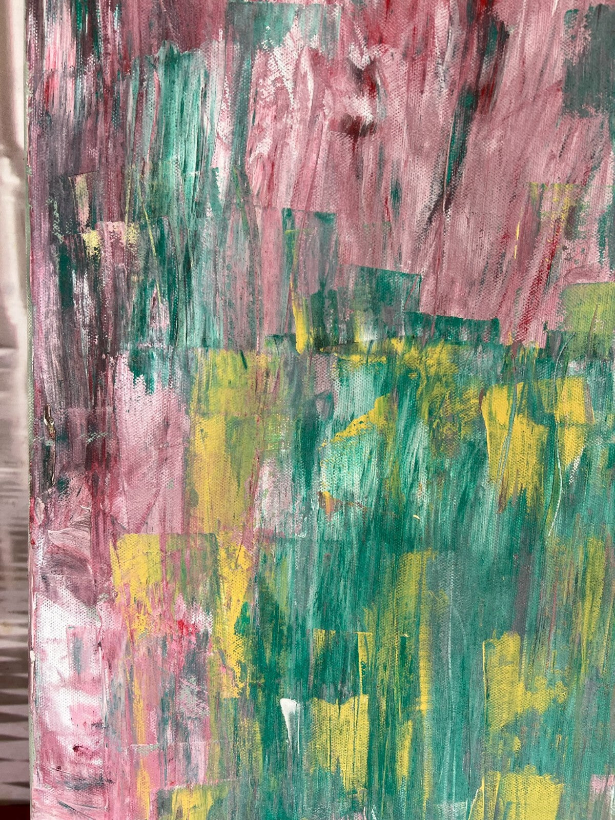 Modernes Ölgemälde auf Leinwand signiert Abstrakte Blumen Wiese 50x70cm