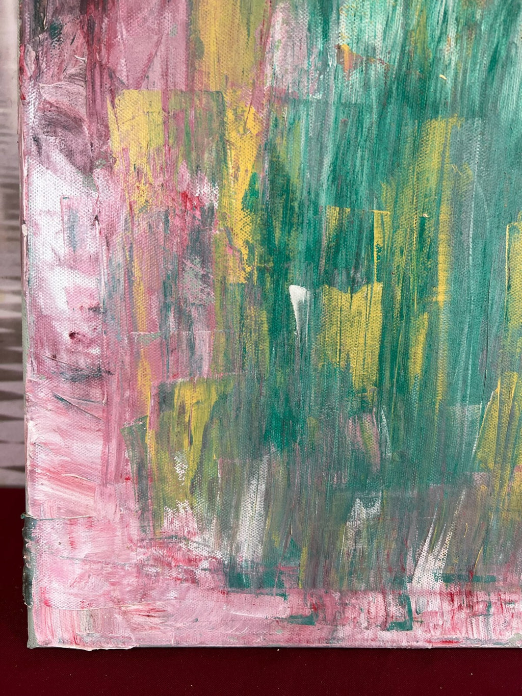 Modernes Ölgemälde auf Leinwand signiert Abstrakte Blumen Wiese 50x70cm