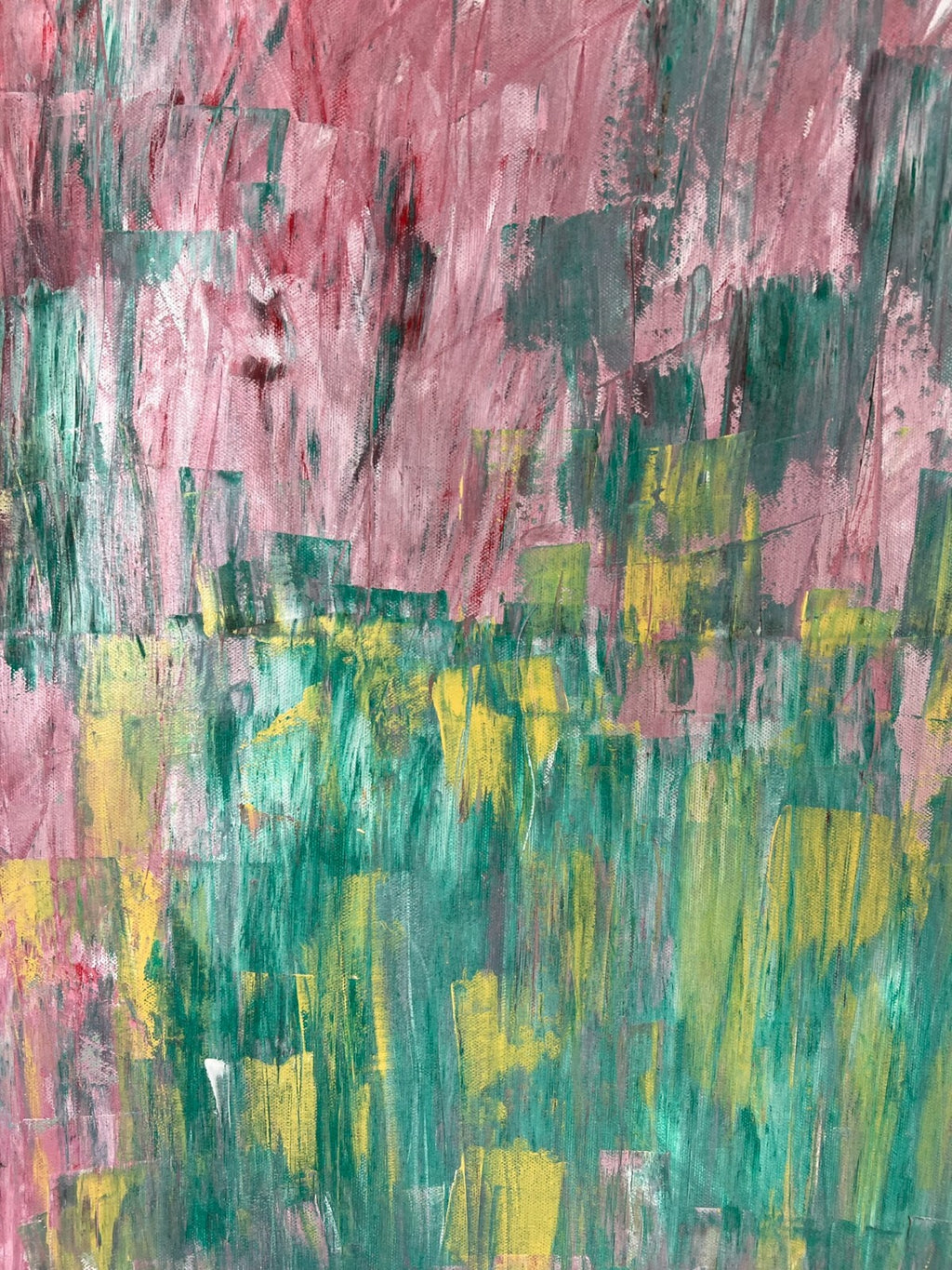 MODERNES ÖLGEMÄLDE AUF LEINWAND SIGNIERT ABSTRAKTE BLUMEN WIESE 50x70cm