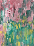 MODERNES ÖLGEMÄLDE AUF LEINWAND SIGNIERT ABSTRAKTE BLUMEN WIESE 50x70cm
