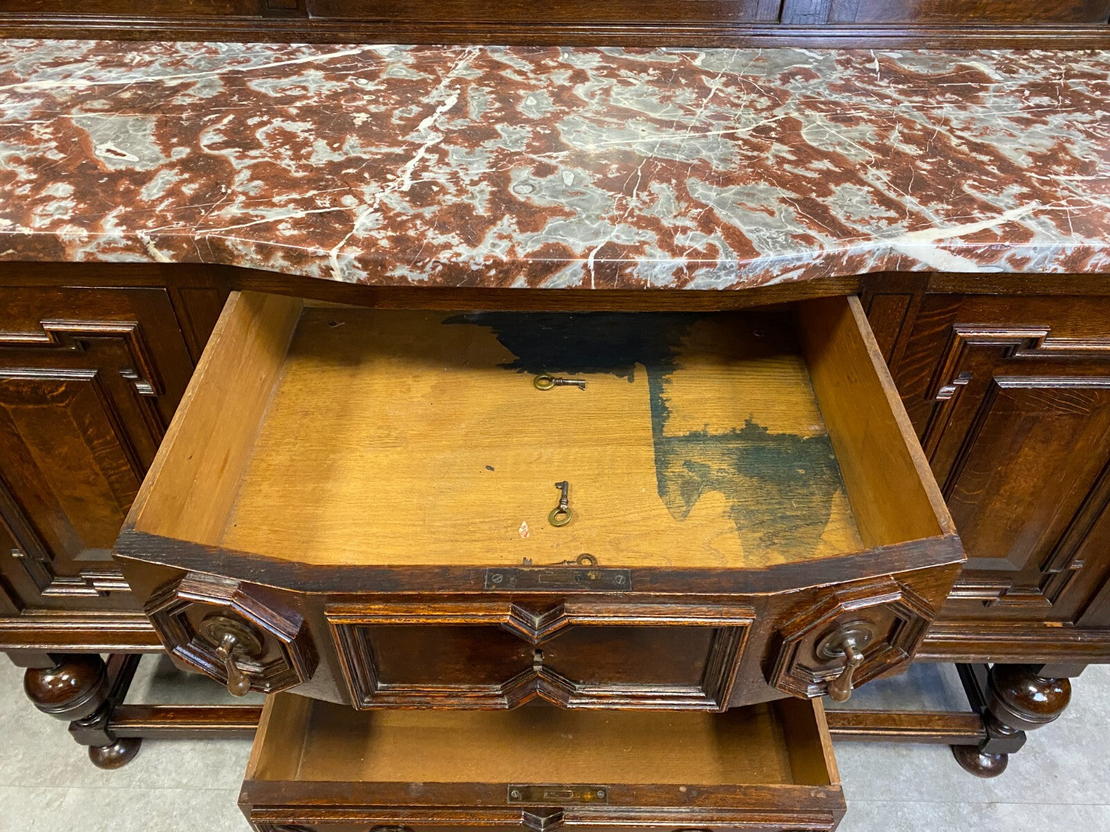 Antike Anrichte Buffet Saint Remy Marmorplatte und Spiegel um 1880 Frankreich