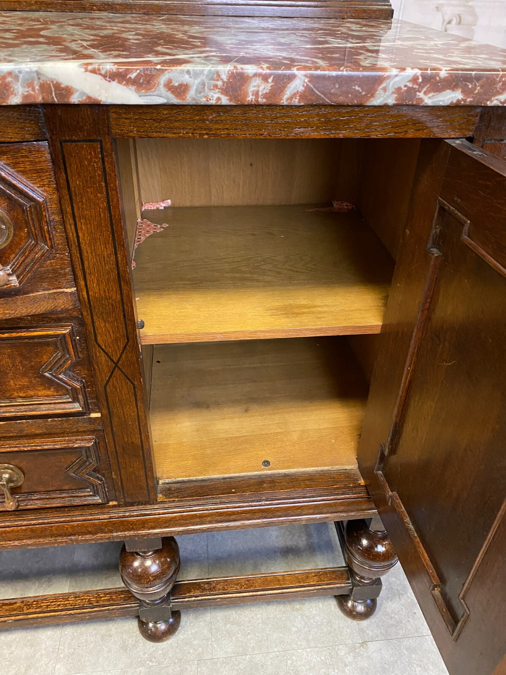 Antike Anrichte Buffet Saint Remy Marmorplatte und Spiegel um 1880 Frankreich