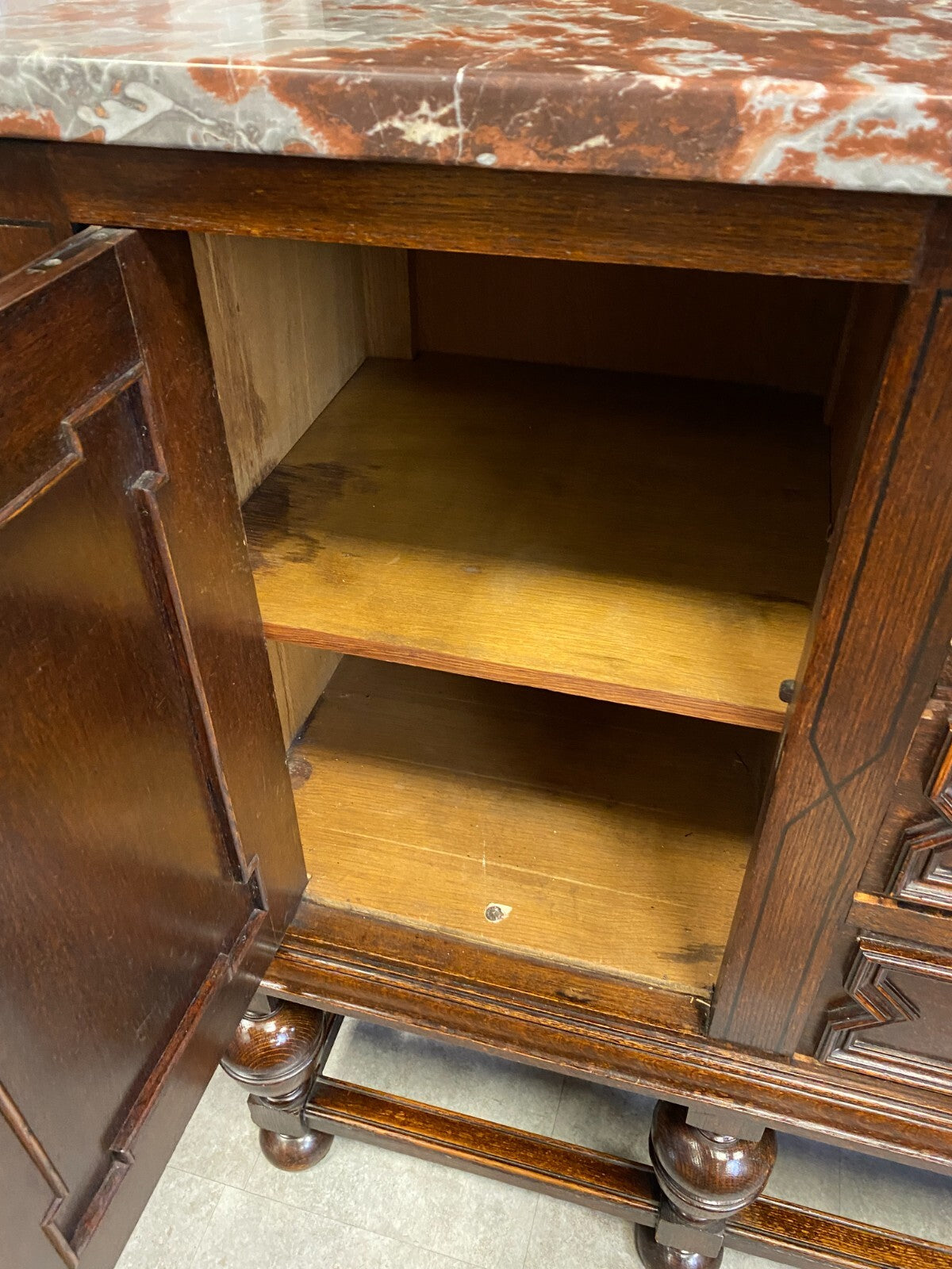 Antike Anrichte Buffet Saint Remy Marmorplatte und Spiegel um 1880 Frankreich