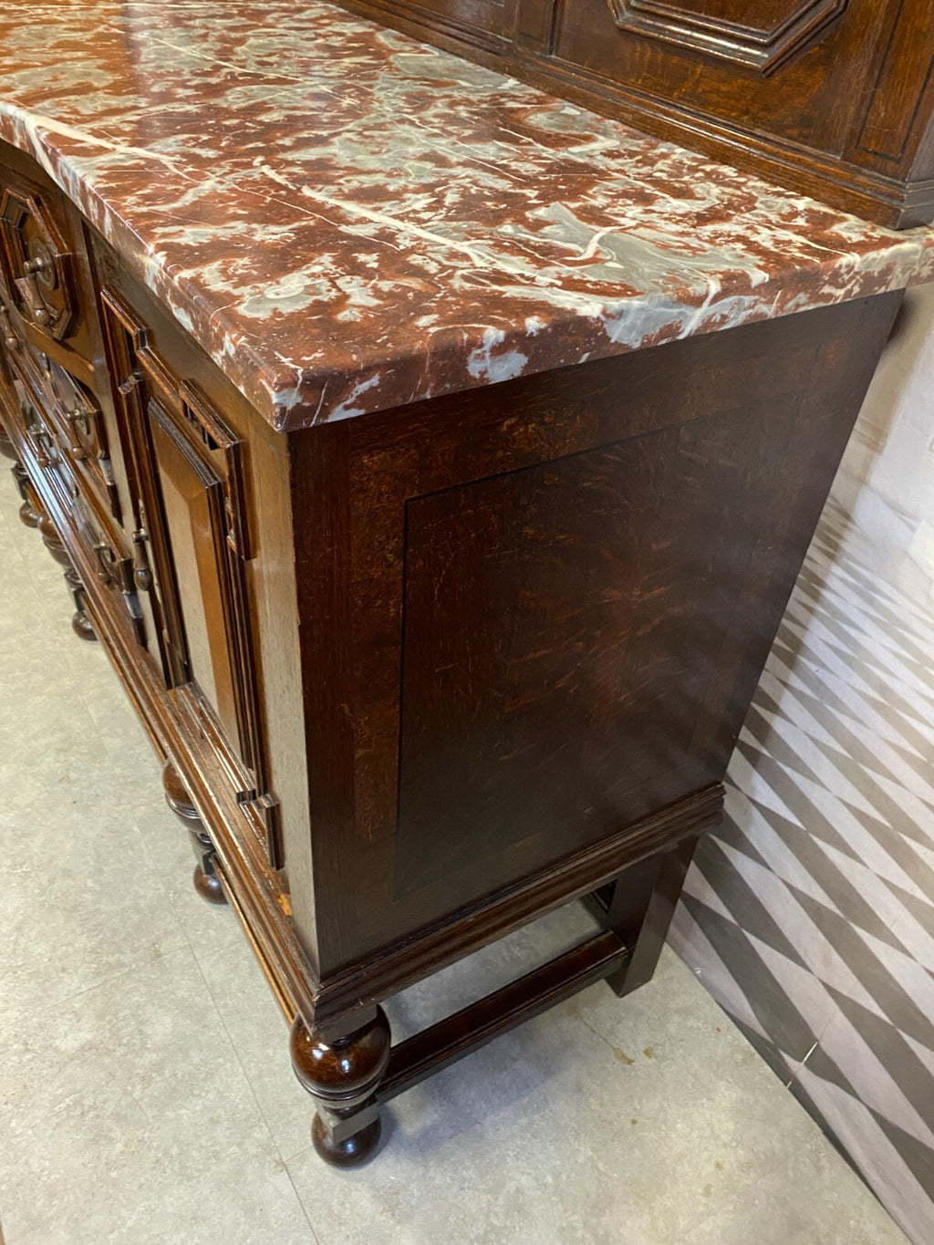 Antike Anrichte Buffet Saint Remy Marmorplatte und Spiegel um 1880 Frankreich