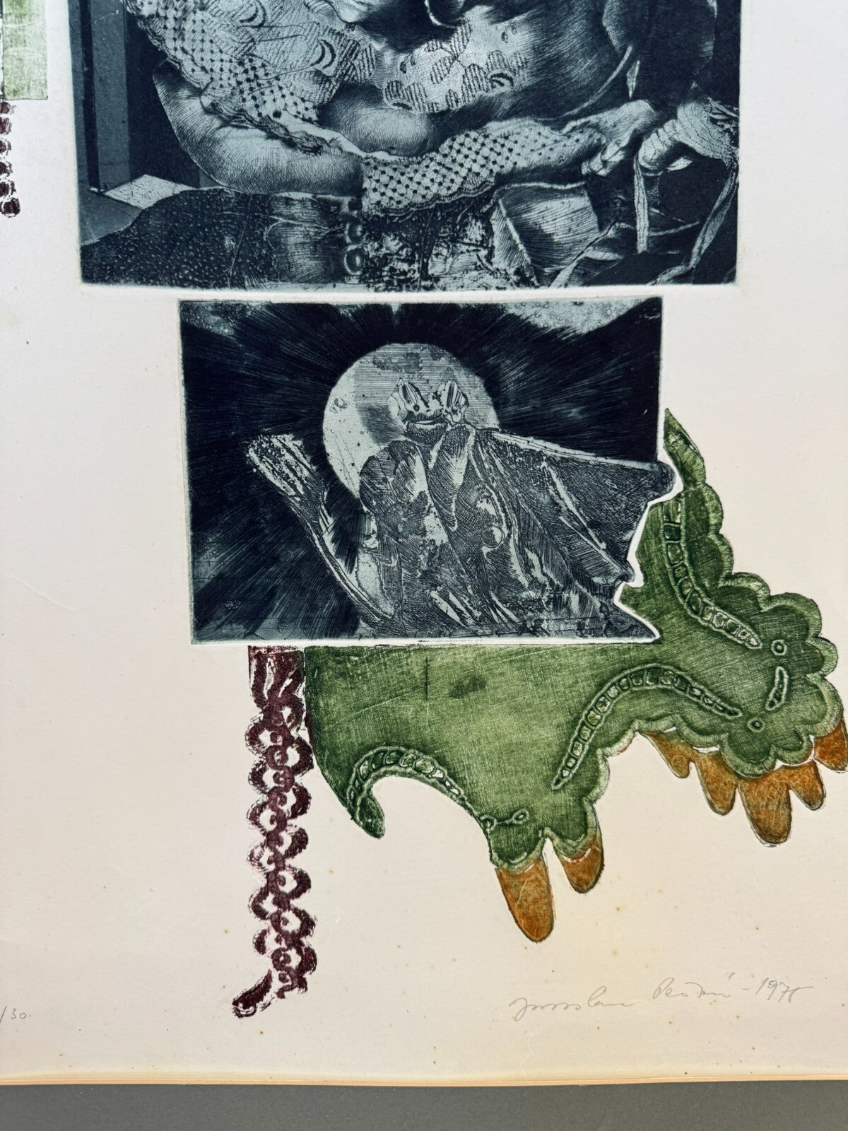 Signierte Lithografie in Passepartout gerahmt 58x100cm