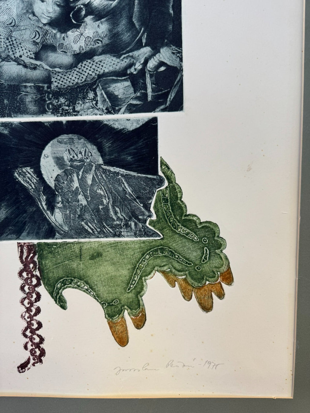 Signierte Lithografie in Passepartout gerahmt 58x100cm