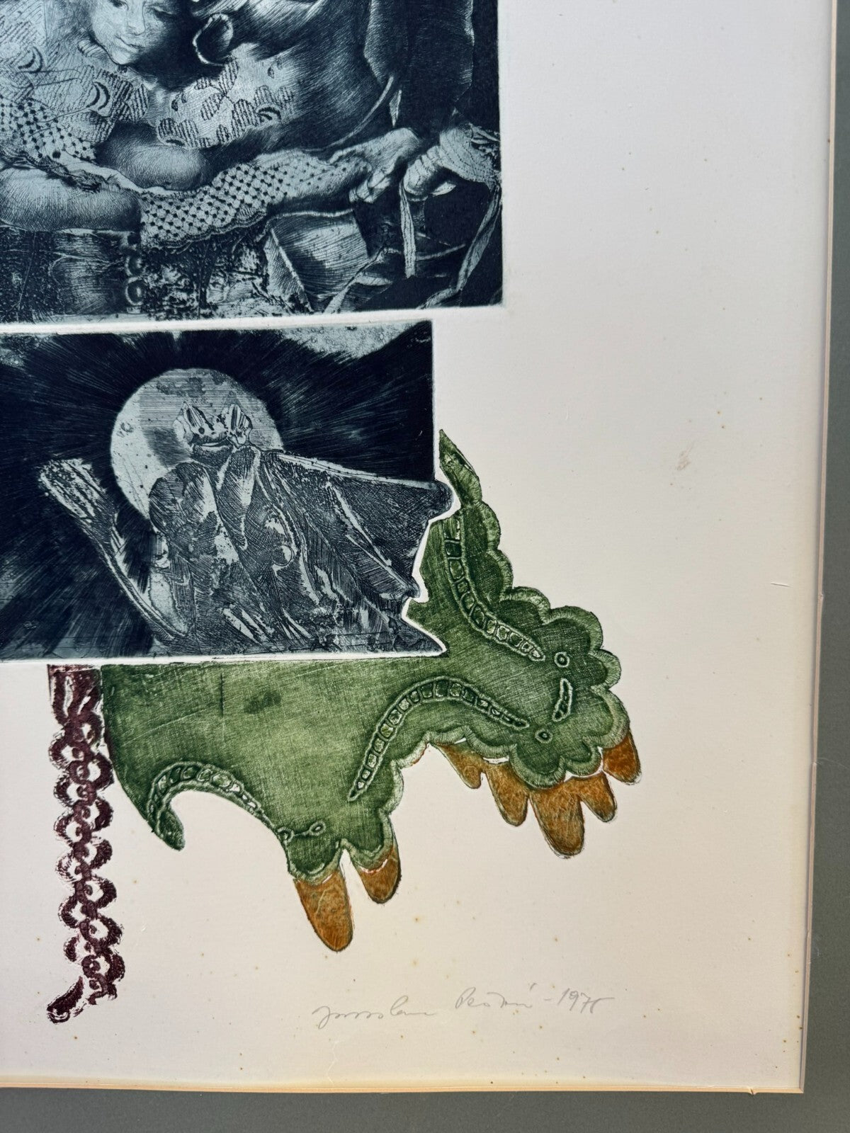 Signierte Lithografie in Passepartout gerahmt 58x100cm