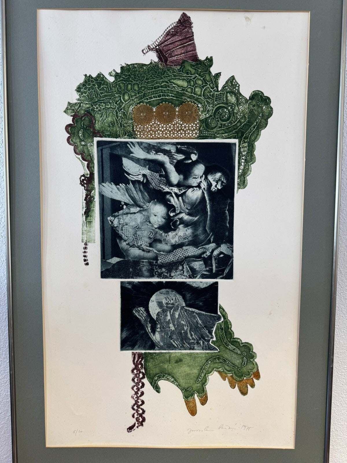 Signierte Lithografie in Passepartout gerahmt 58x100cm