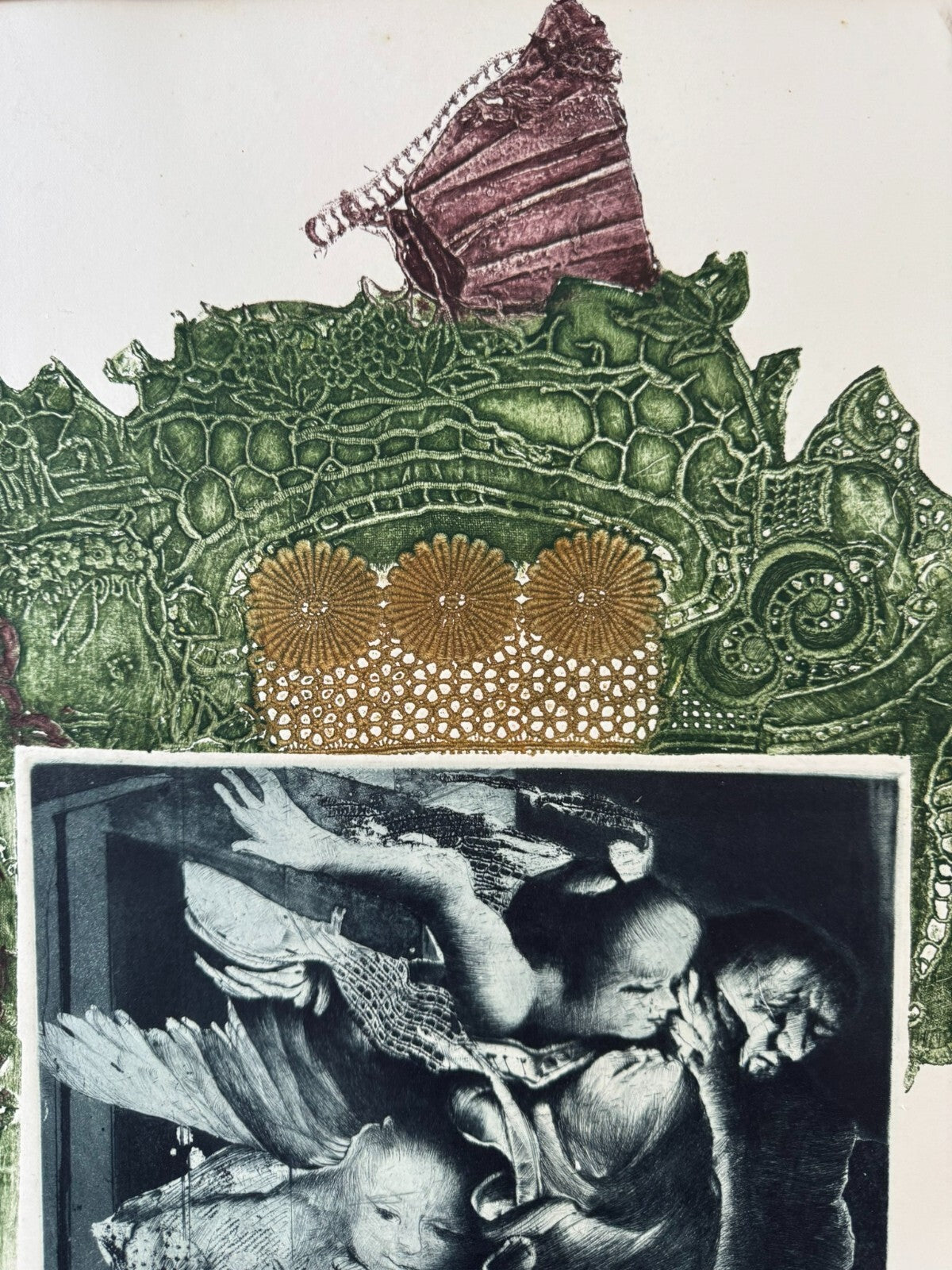Signierte Lithografie in Passepartout gerahmt 58x100cm