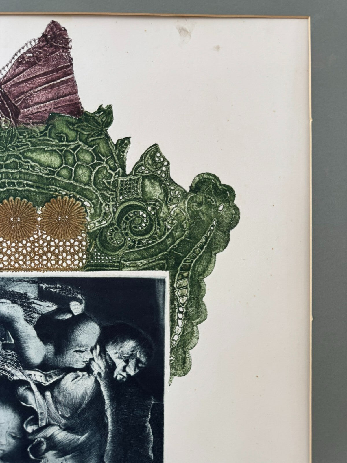 Signierte Lithografie in Passepartout gerahmt 58x100cm