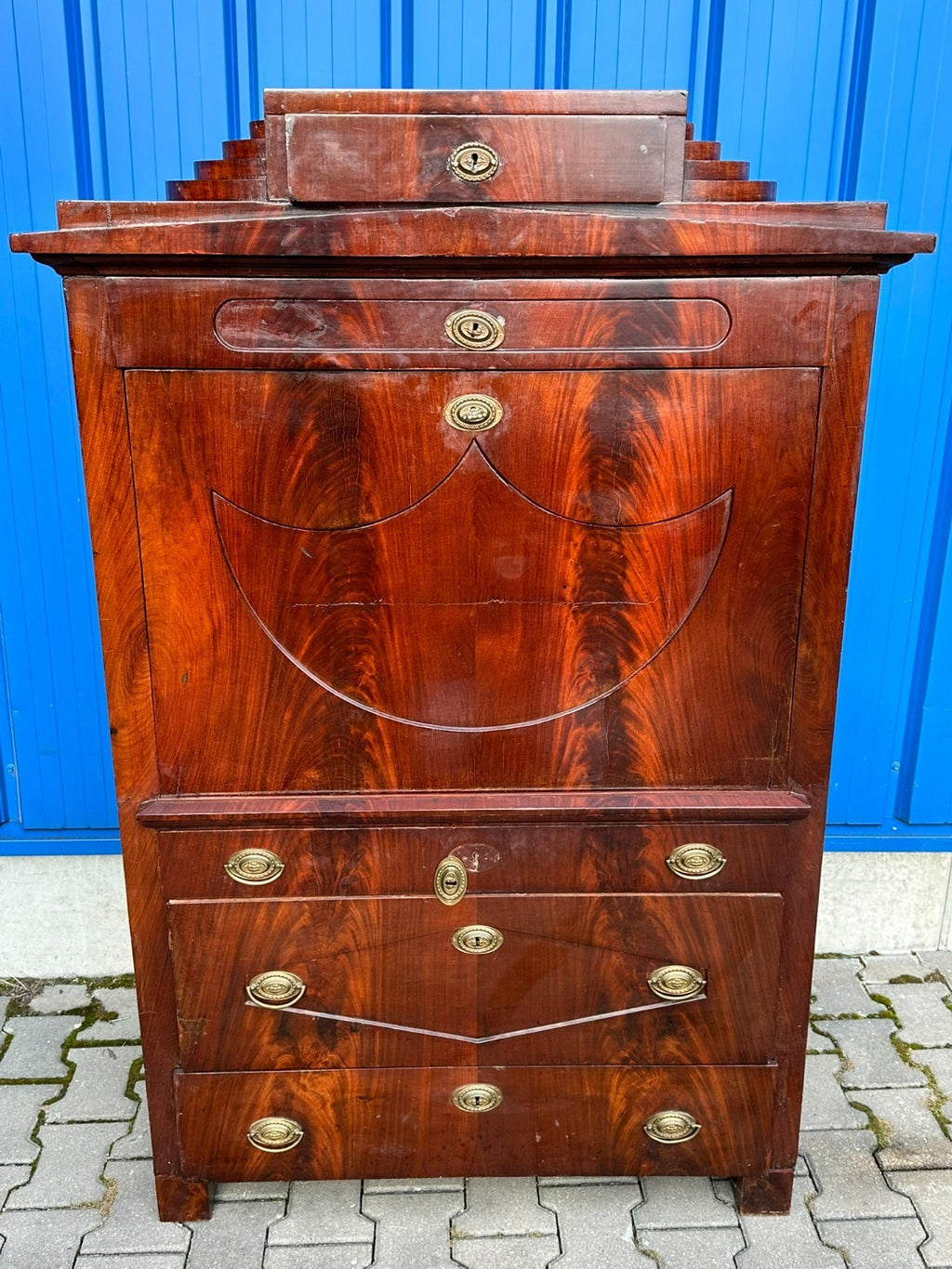 FRÜHER ANTIKER BIEDERMEIER SEKRETÄR UM 1820 MAHAGONI