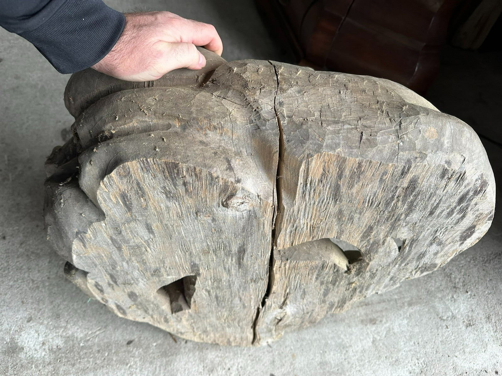 Alter Segnender Gottvater Gott auf Wolke Holz massiv handgeschnitzt 20 tes Jhdt
