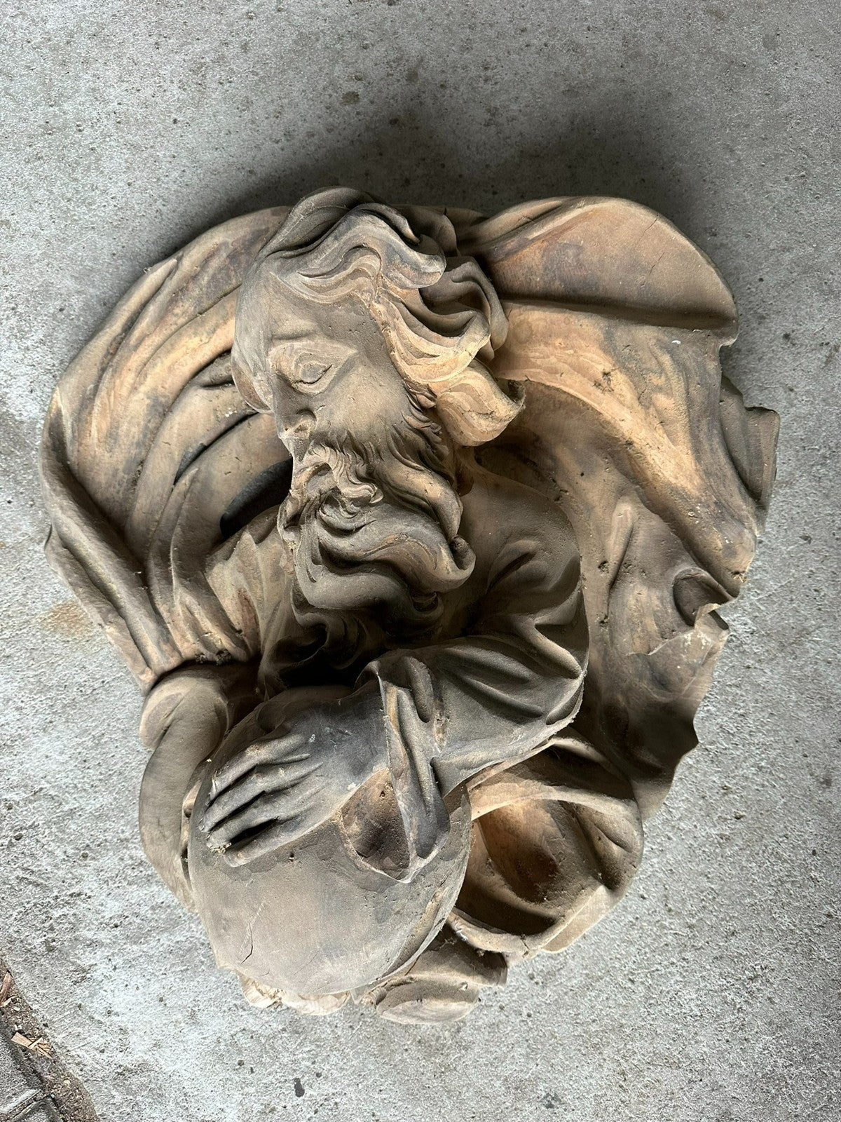 Alter Segnender Gottvater Gott auf Wolke Holz massiv handgeschnitzt 20 tes Jhdt