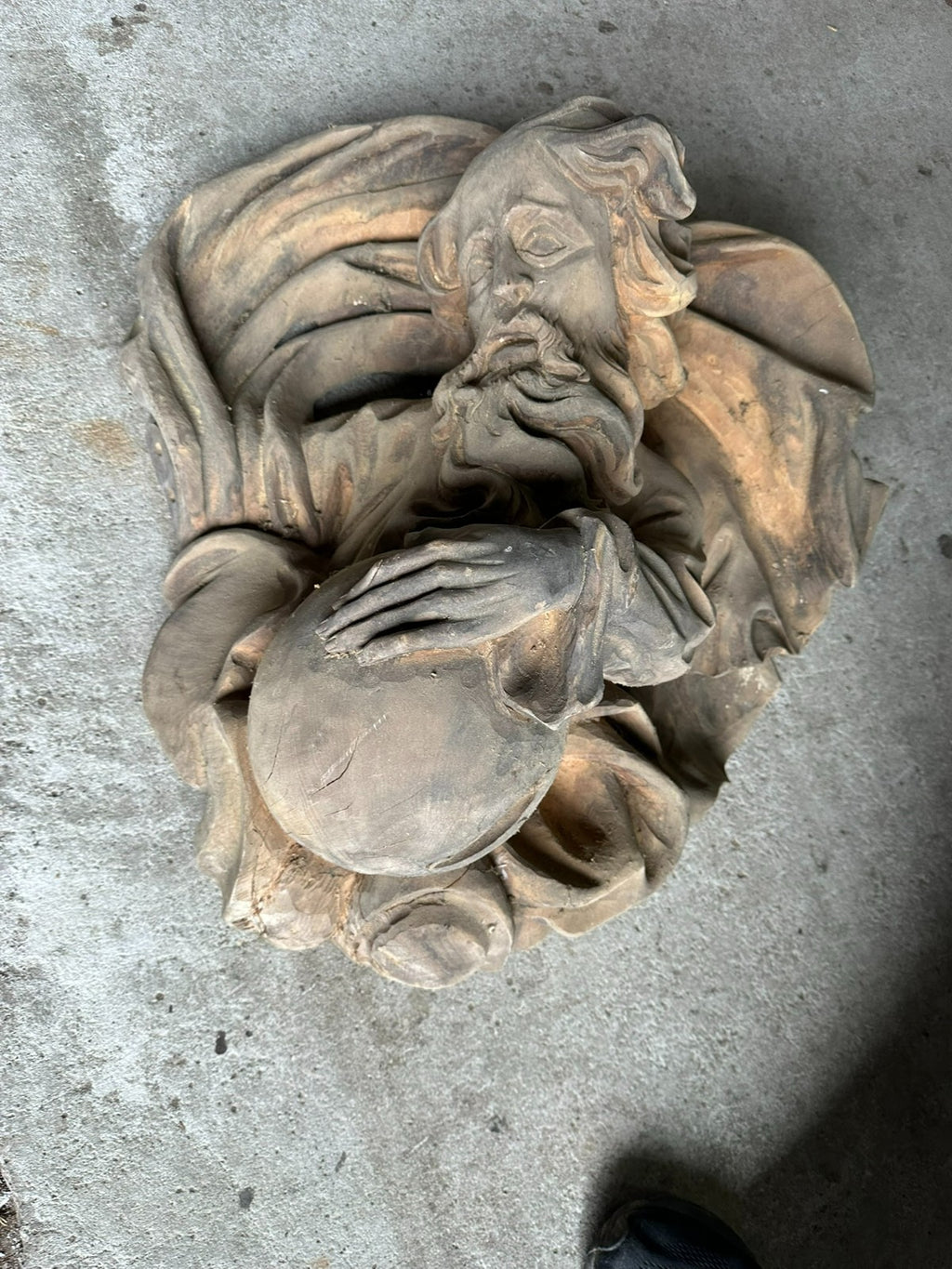 Alter Segnender Gottvater Gott auf Wolke Holz massiv handgeschnitzt 20 tes Jhdt