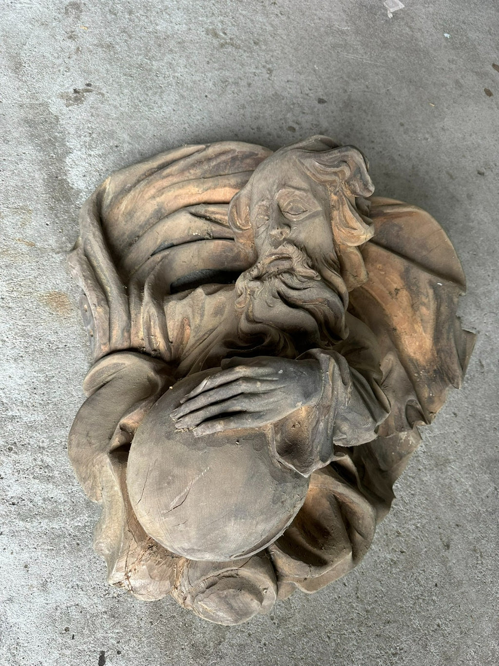 Alter Segnender Gottvater Gott auf Wolke Holz massiv handgeschnitzt 20 tes Jhdt