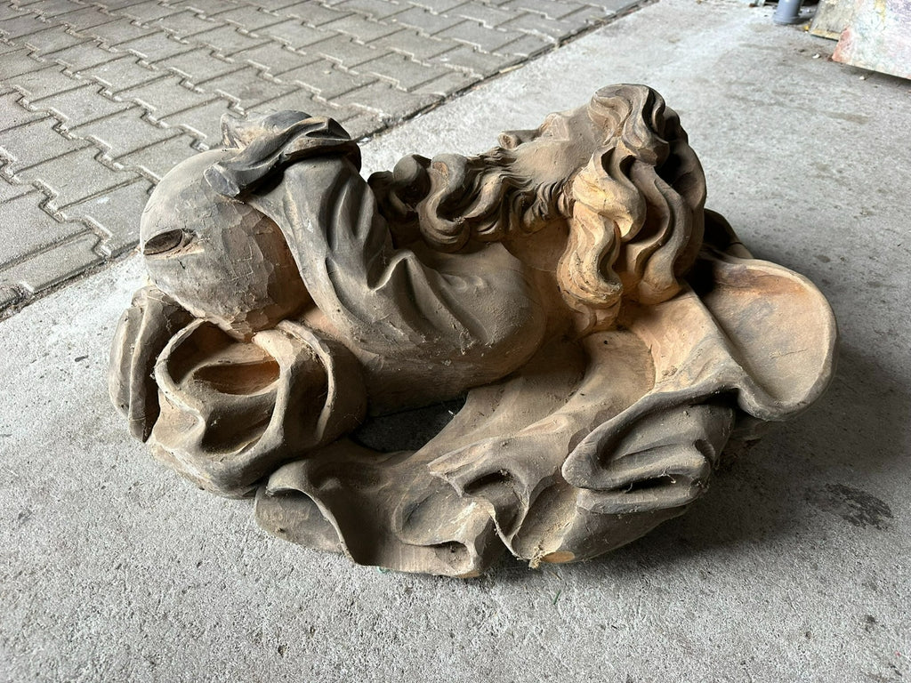 Alter Segnender Gottvater Gott auf Wolke Holz massiv handgeschnitzt 20 tes Jhdt