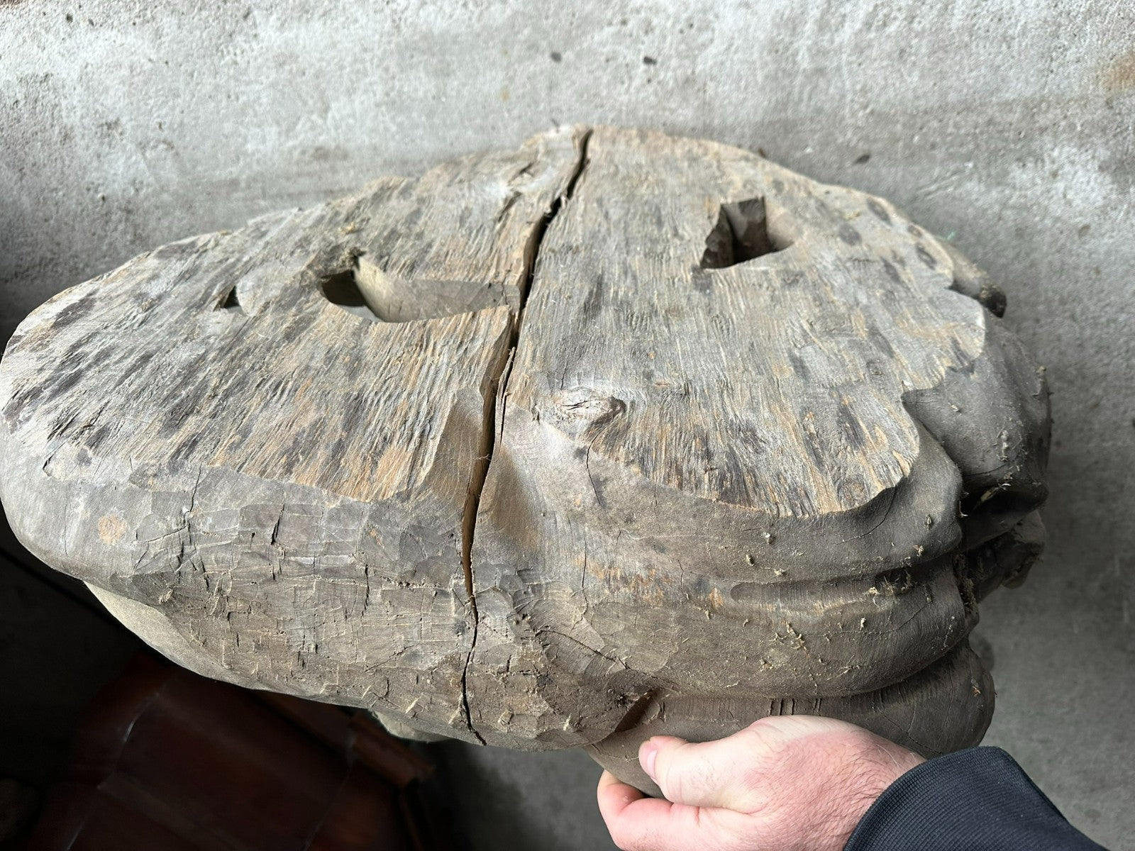 Alter Segnender Gottvater Gott auf Wolke Holz massiv handgeschnitzt 20 tes Jhdt