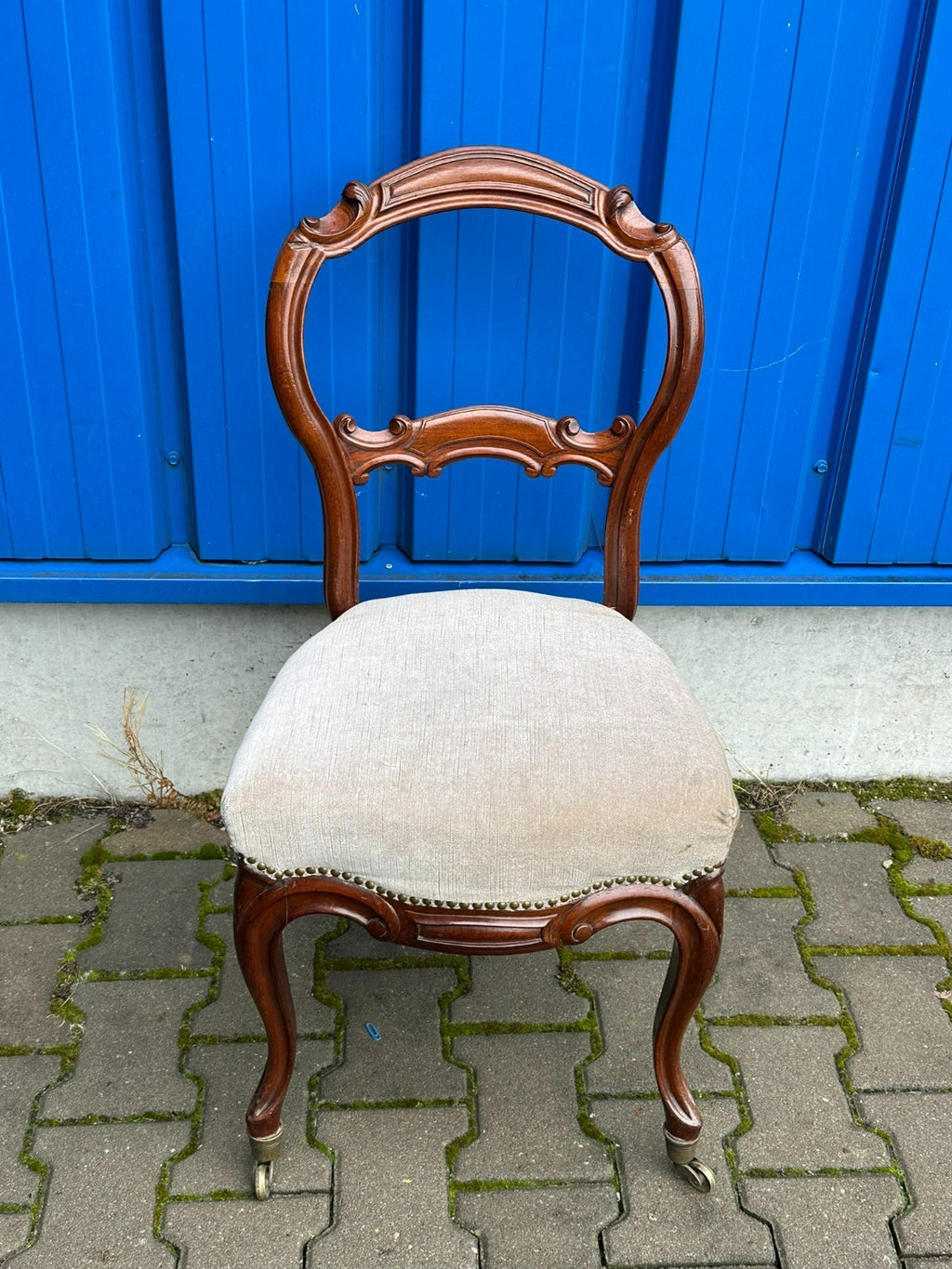 ANTIKER STUHL UM 1870 ENGLAND MAHAGONI GESTELL