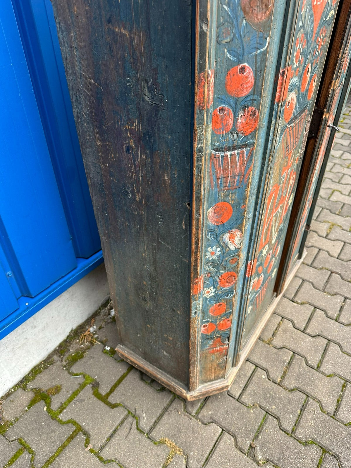 Antiker Schrank Bauernschrank handbemalt 19 tes Jhdt originale Bemalung