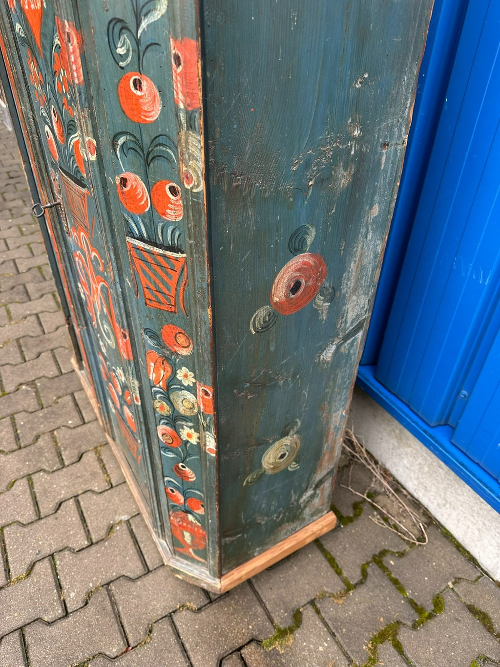 Antiker Schrank Bauernschrank handbemalt 19 tes Jhdt originale Bemalung