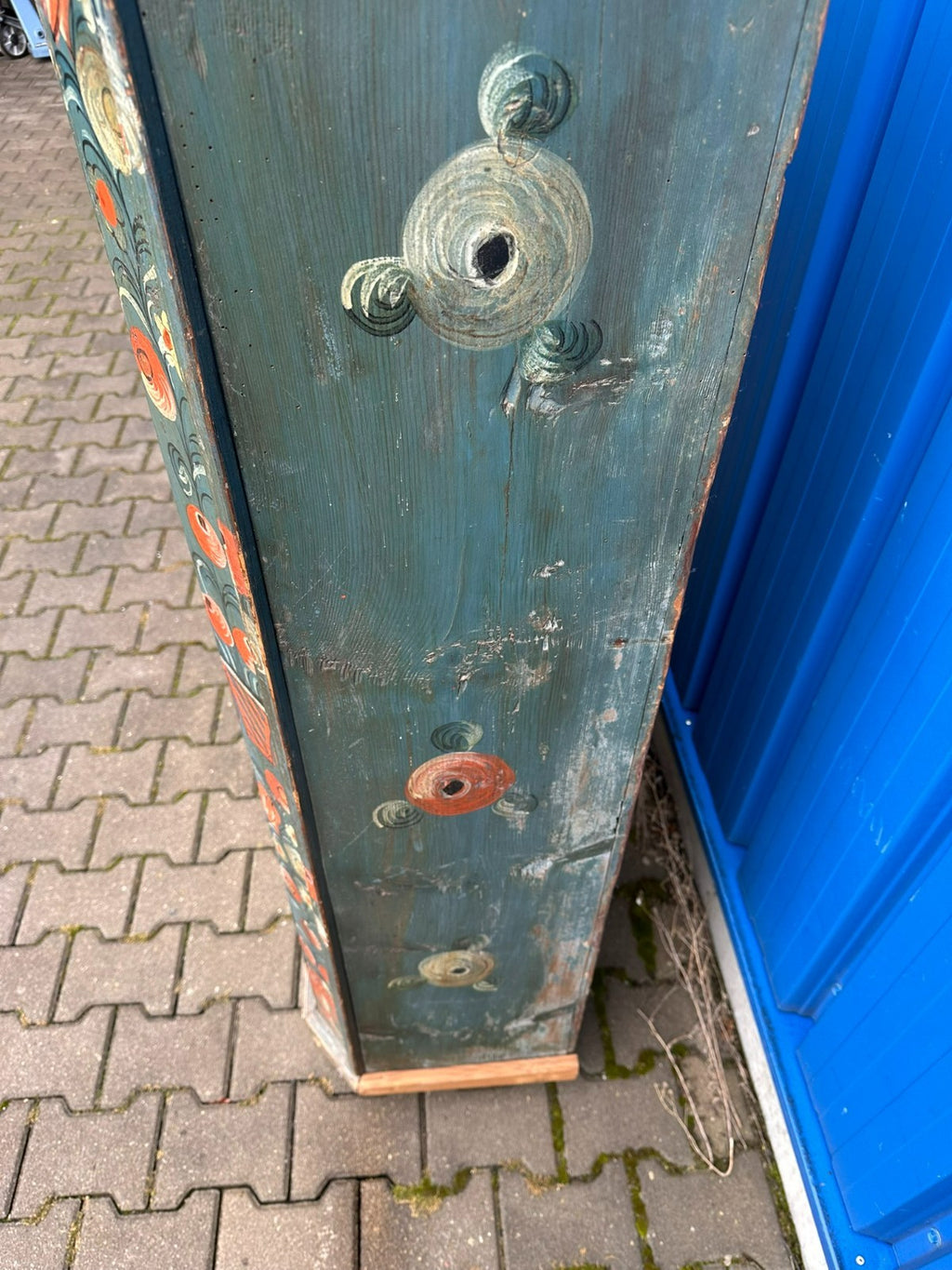 Antiker Schrank Bauernschrank handbemalt 19 tes Jhdt originale Bemalung