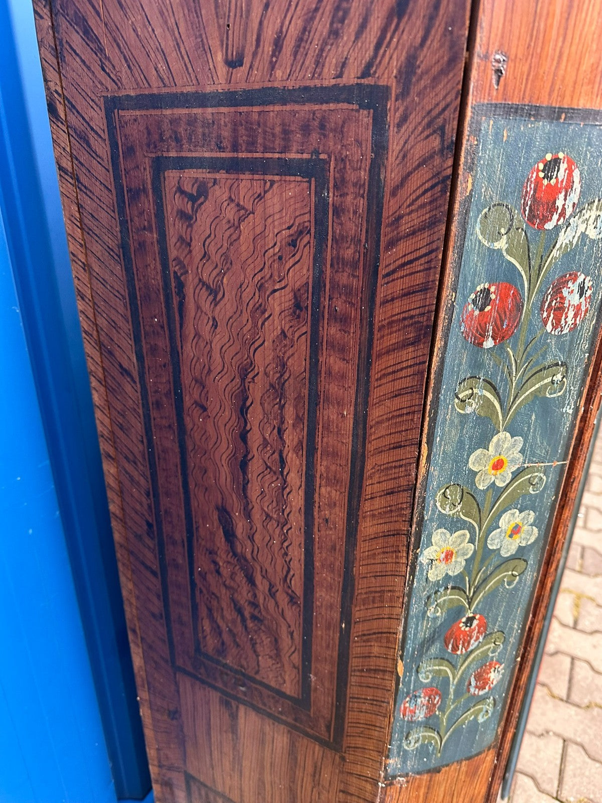 Antiker Schrank Bauernschrank handbemalt 18 tes Jhdt originale Bemalung